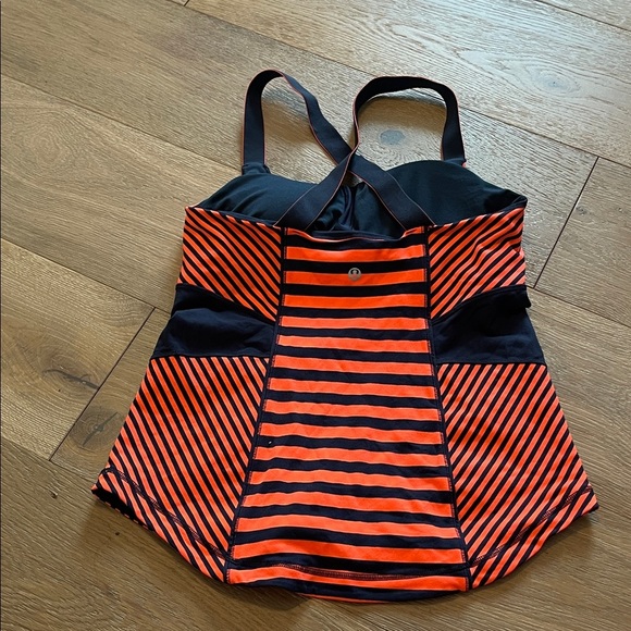 Lululemon size 10 workout tank navy and orange athletic running - Picture 4 of 5